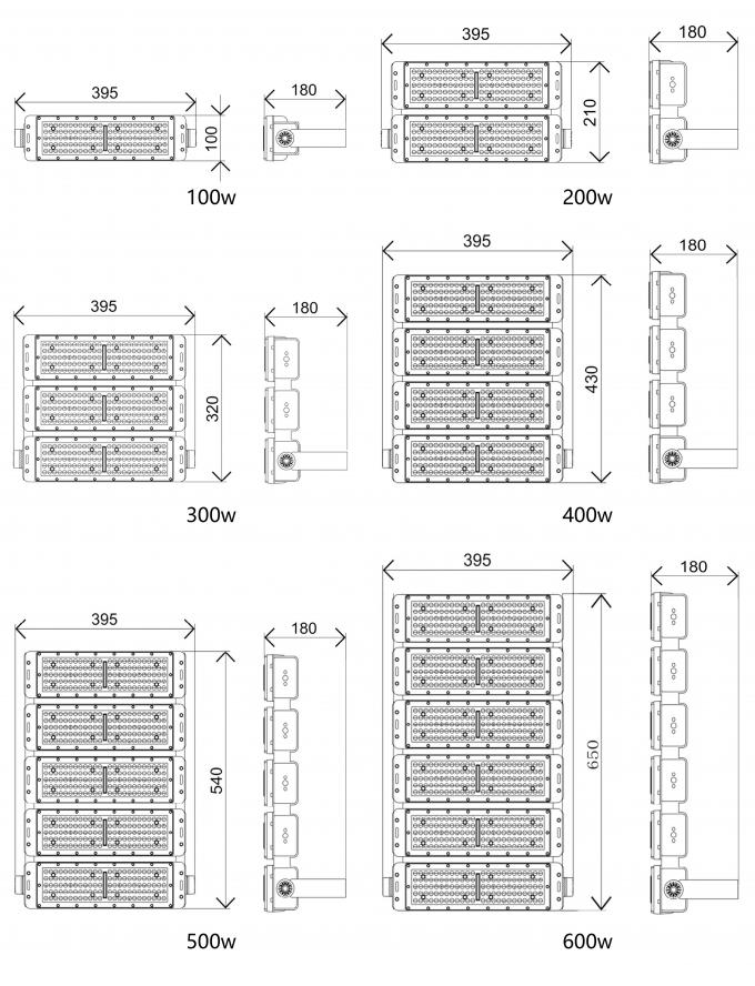 Buen precio 100W Modulo luces de inundación IP65 impermeable alto reflectores de iluminación de mástil de estadio 12