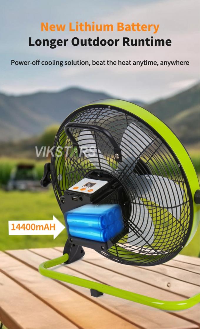 Ventilador portátil para exteriores recargable para el hogar de emergencia de 12 pulgadas 14 pulgadas Ventilador de suelo solar Ventilador de energía solar silencioso 7
