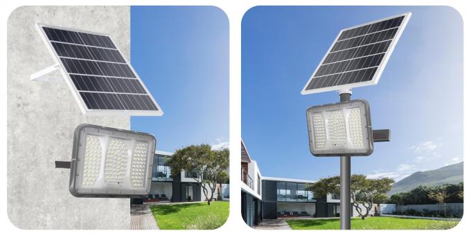 Ventas calientes 100W 200W 300W 400W Luz solar de inundación con PC Lente Iluminación rural exterior IP65 Inmune Iluminación solar de jardín 8
