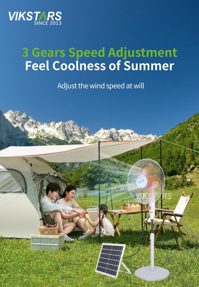 Ventilador solar de 16 pulgadas con energía solar para uso en el hogar de acampada 13