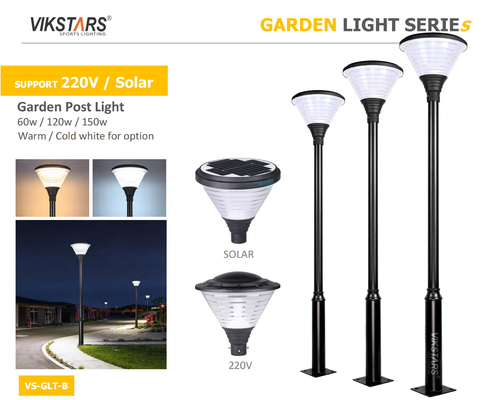 Apoyar 220V Solar LED luces de jardín con 3m palo para el camino del paisaje