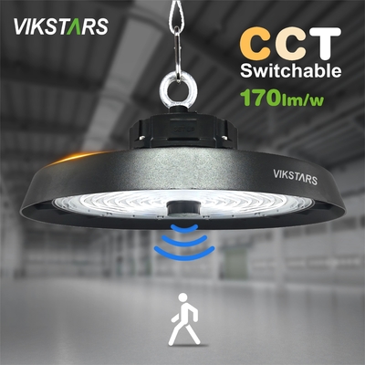 comprar 170lm/w Alta luminosidad de las luces de la bahía de alto soporte 3CCT con sensor de movimiento lámparas industriales de almacén fabricación en línea