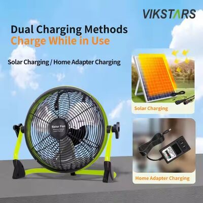 Comprar Ventilador portátil para exteriores recargable para el hogar de emergencia de 12 pulgadas 14 pulgadas Ventilador de suelo solar Ventilador de energía solar silencioso fabricación en línea
