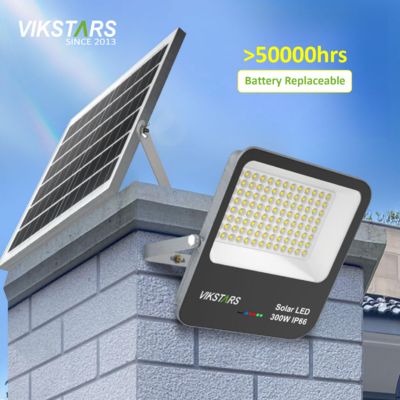 comprar Batería de reemplazo 60w 100w 200w 300w luces solares de inundación con cubierta de vidrio fabricación en línea