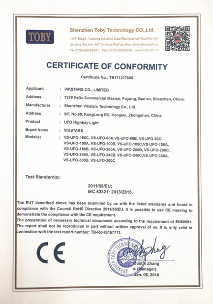 China Vikstars Co., Limited Certificaciones